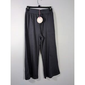 Umgee Cropped Capri Pants Womens Grey Wide Leg Elastic New